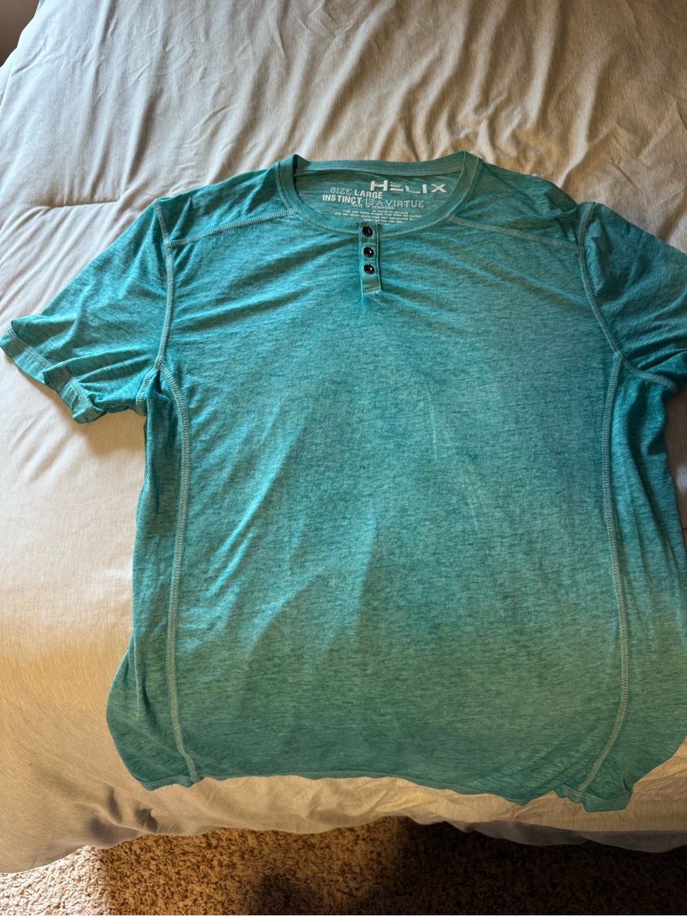 Helix Men’s Teal Short-Sleeve Henley Tee